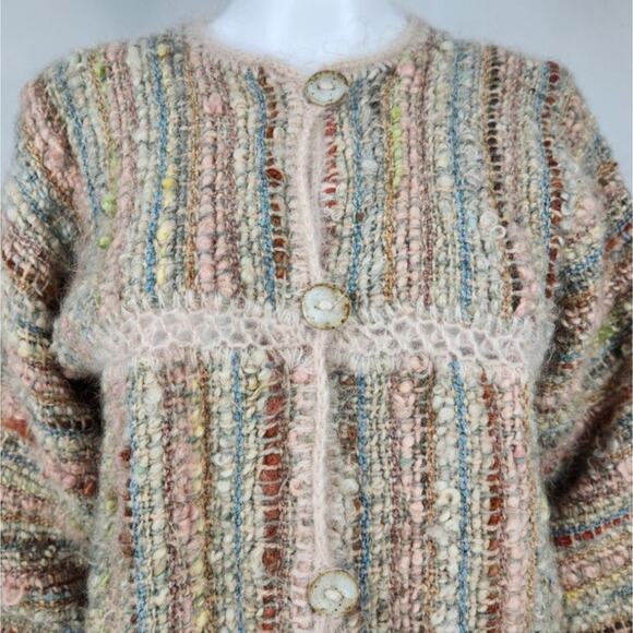 Vintage Artisan Wool Knit Cardigan Sweater Size Medium - Picture 6 of 13